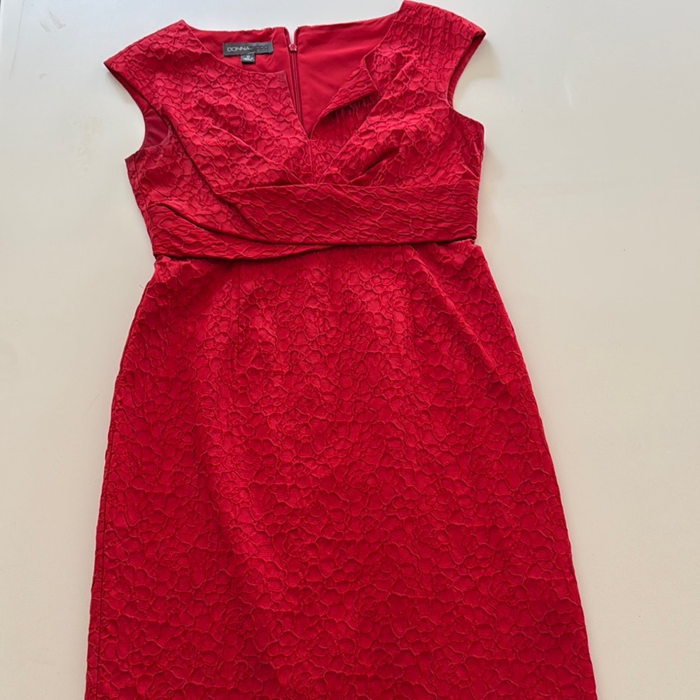 Tahari Red Textured Midi Dress